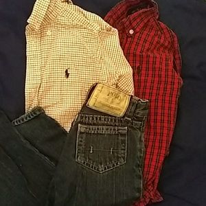 POLO  BUNDLE!!! 2 Flannels, 1 pair jeans 3t